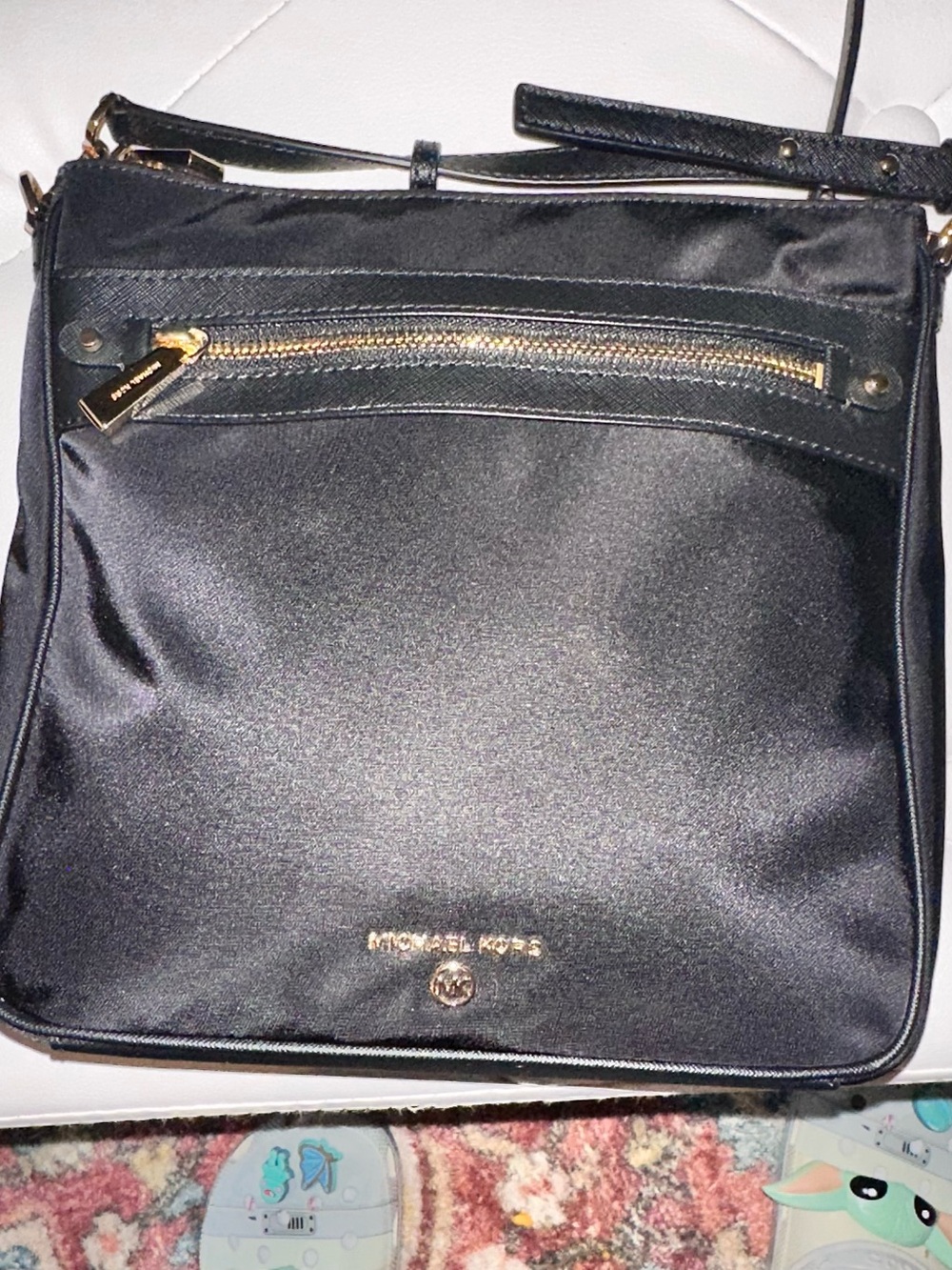 Michael Kors Jet Setter Black Shoulder Bag with Gold Hardware